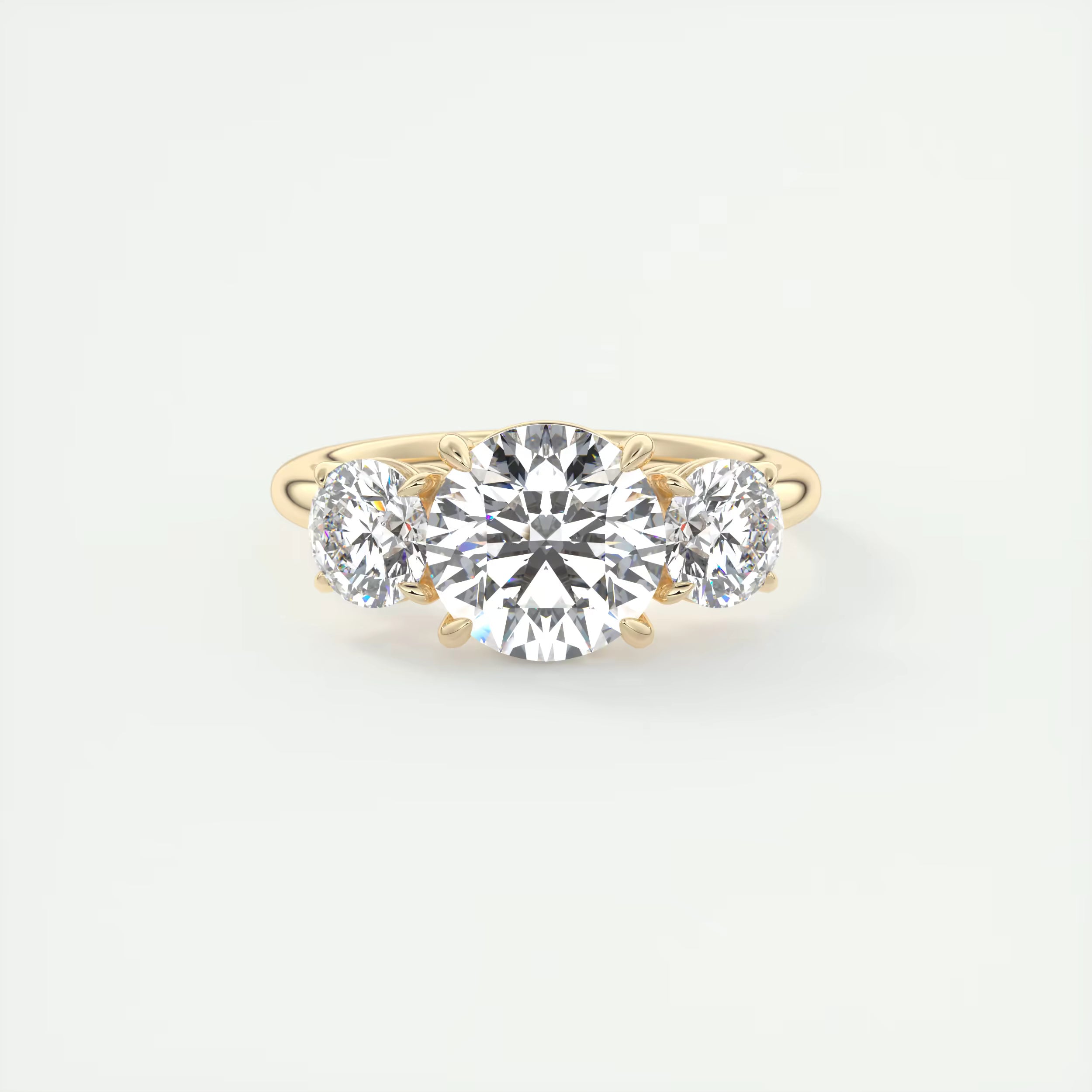 2.75 Ct  Round Solitaire Ring Luxe Selene Three Stone Diamond Engagement Rings