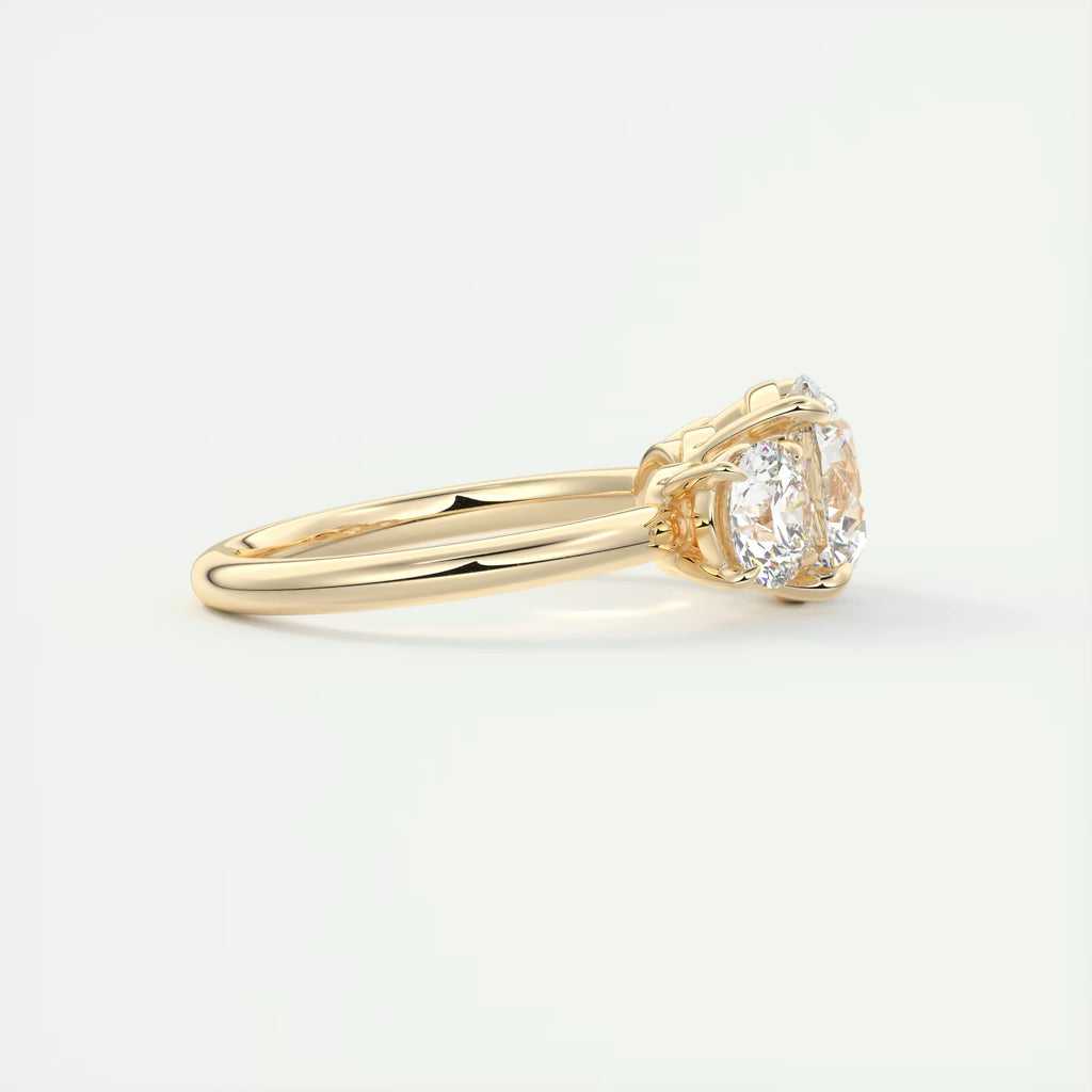 2.75 Ct  Round Solitaire Ring Luxe Selene Three Stone Diamond Engagement Rings