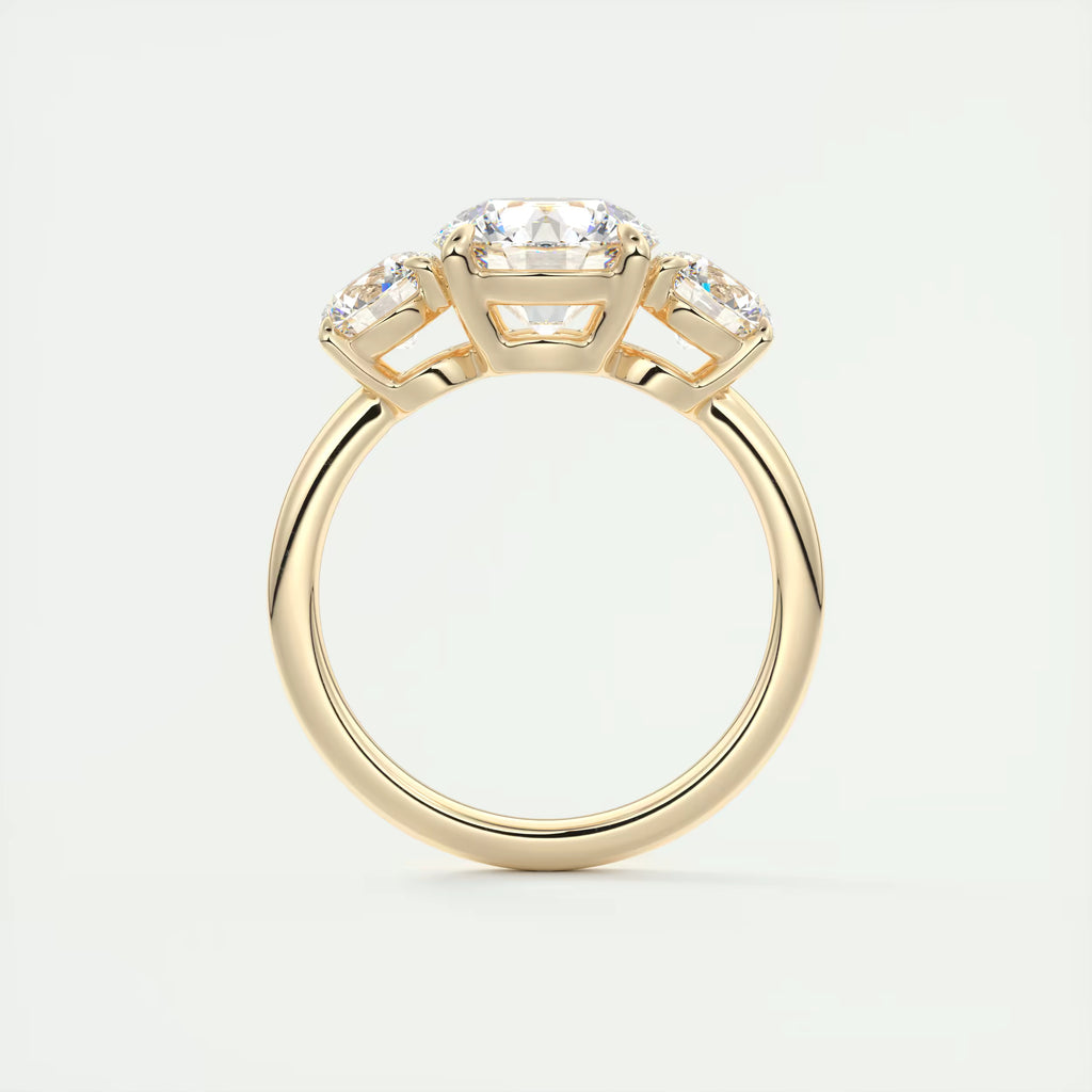 2.75 Ct  Round Solitaire Ring Luxe Selene Three Stone Diamond Engagement Rings