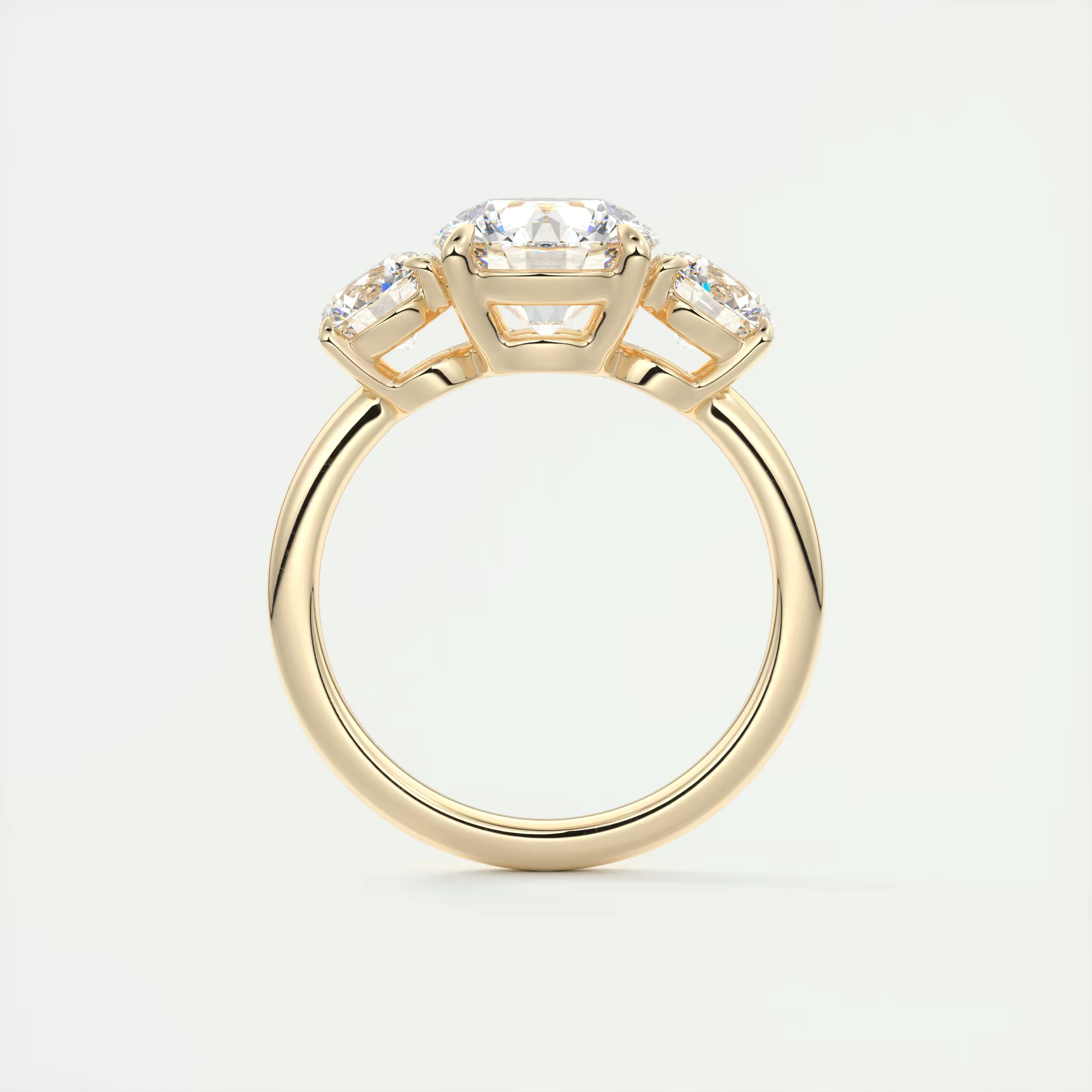 2.75 Ct  Round Solitaire Ring Luxe Selene Three Stone Diamond Engagement Rings