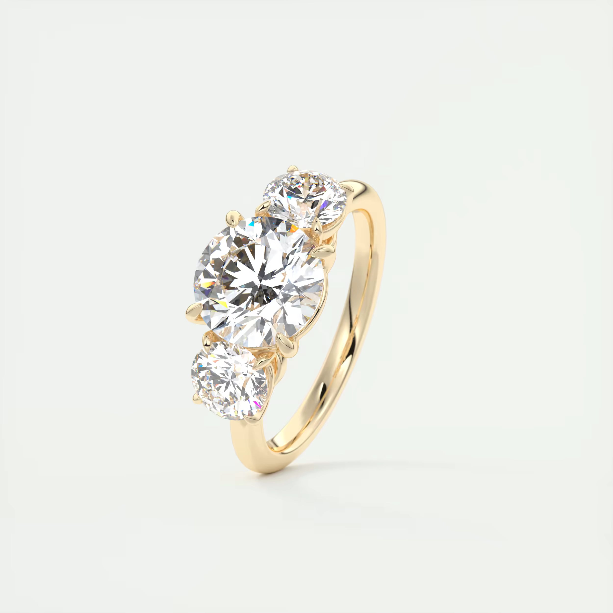 2.75 Ct  Round Solitaire Ring Luxe Selene Three Stone Diamond Engagement Rings