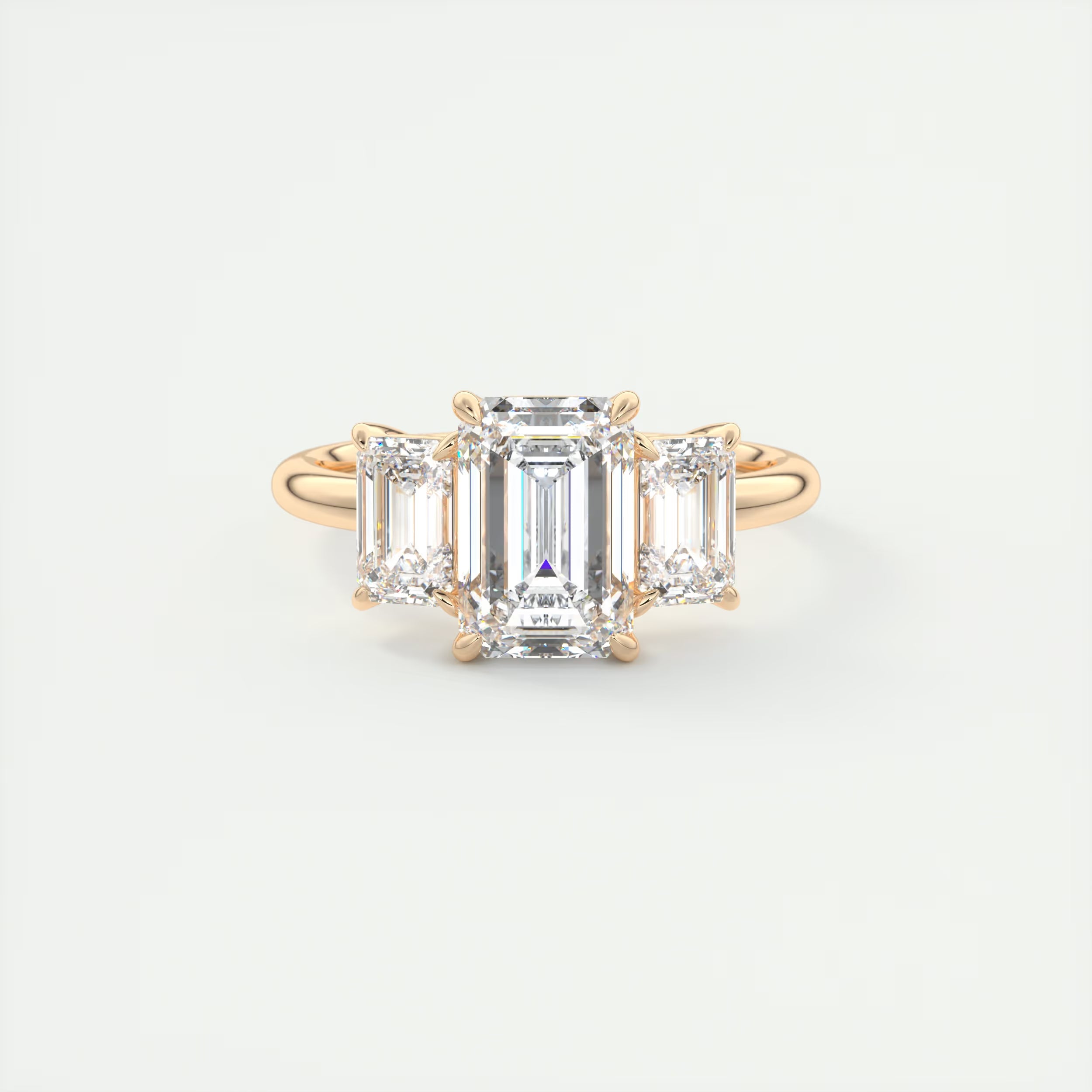 3.00 Ct Center Stone Emerald Three Stone Engagement Rings