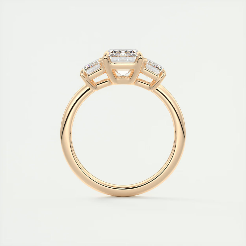 3.00 Ct Center Stone Emerald Three Stone Engagement Rings