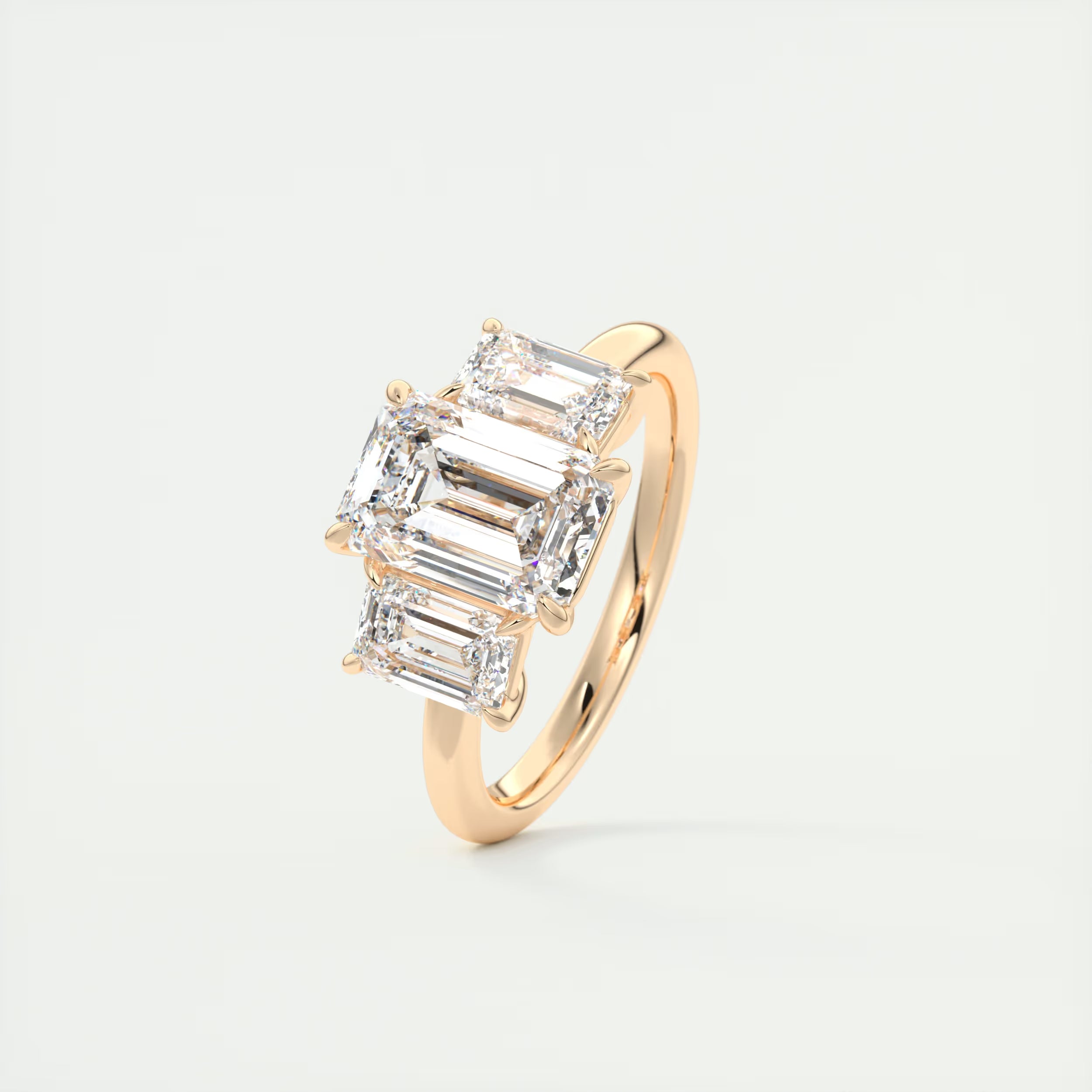 3.00 Ct Center Stone Emerald Three Stone Engagement Rings