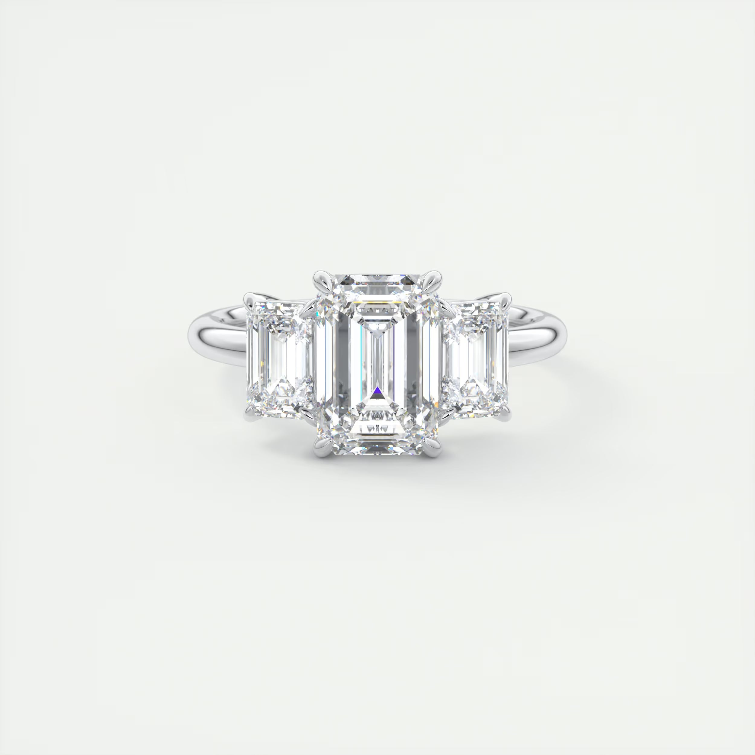 3.00 Ct Center Stone Emerald Three Stone Engagement Rings