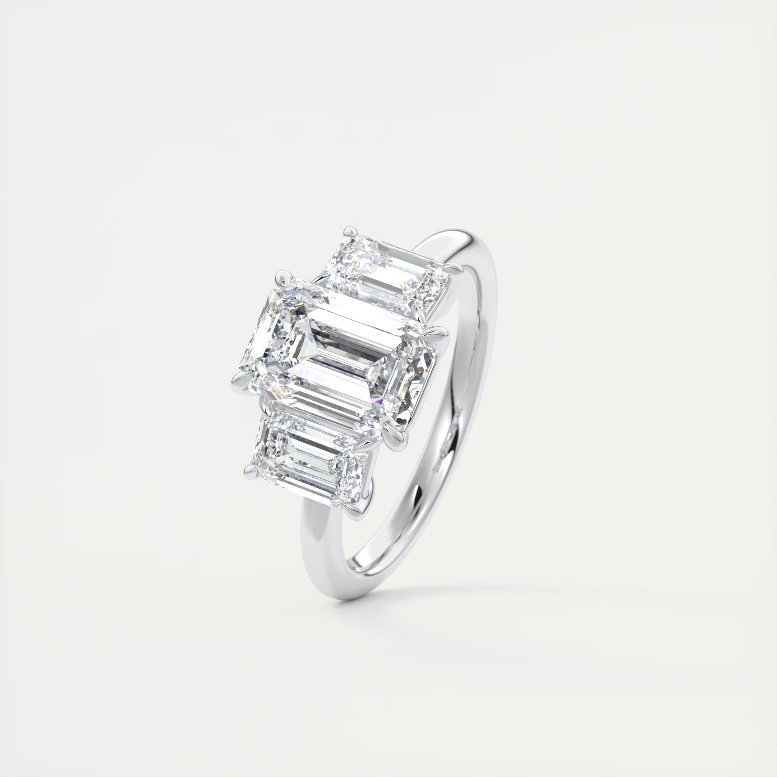 3.00 Ct Center Stone Emerald Three Stone Engagement Rings