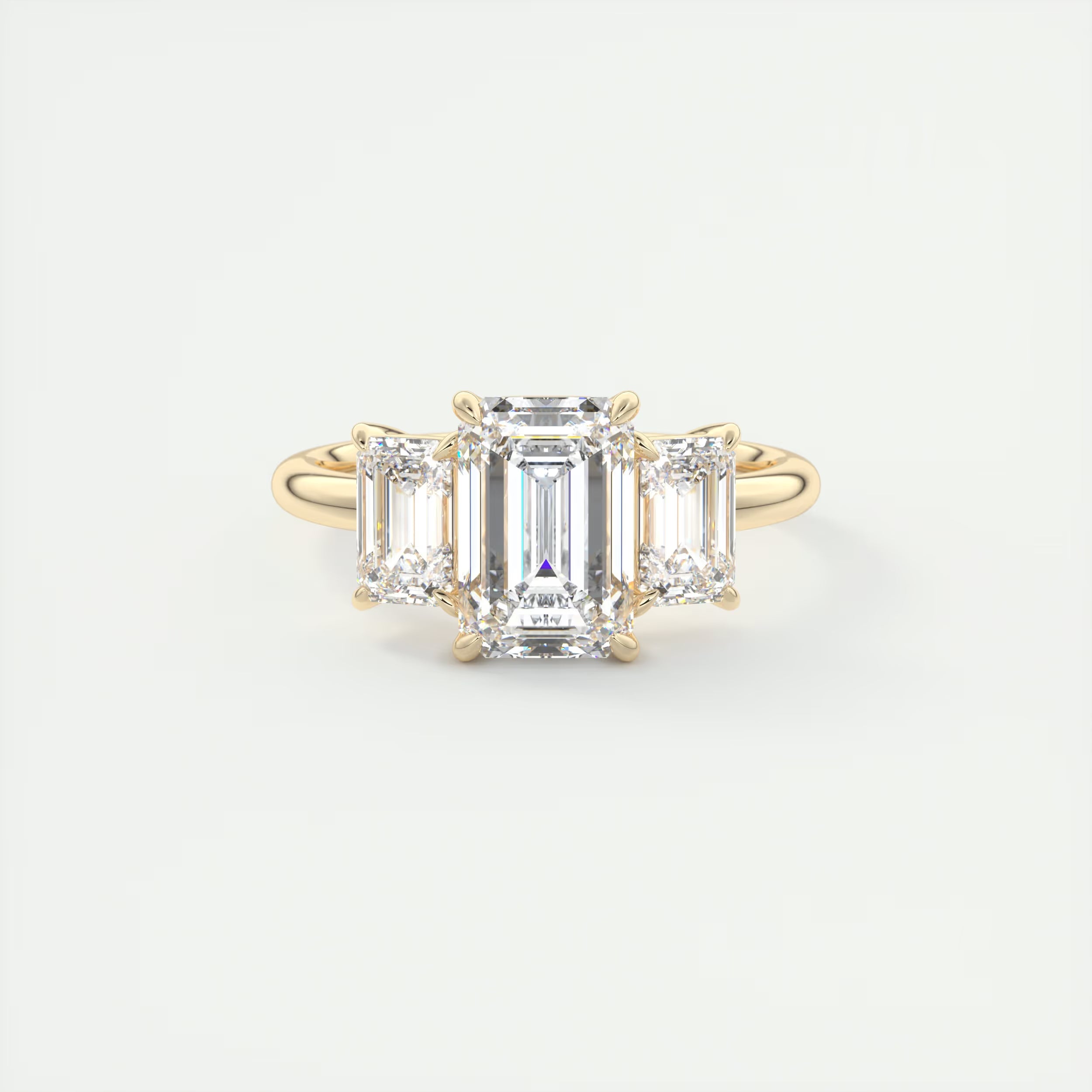 3.00 Ct Center Stone Emerald Three Stone Engagement Rings