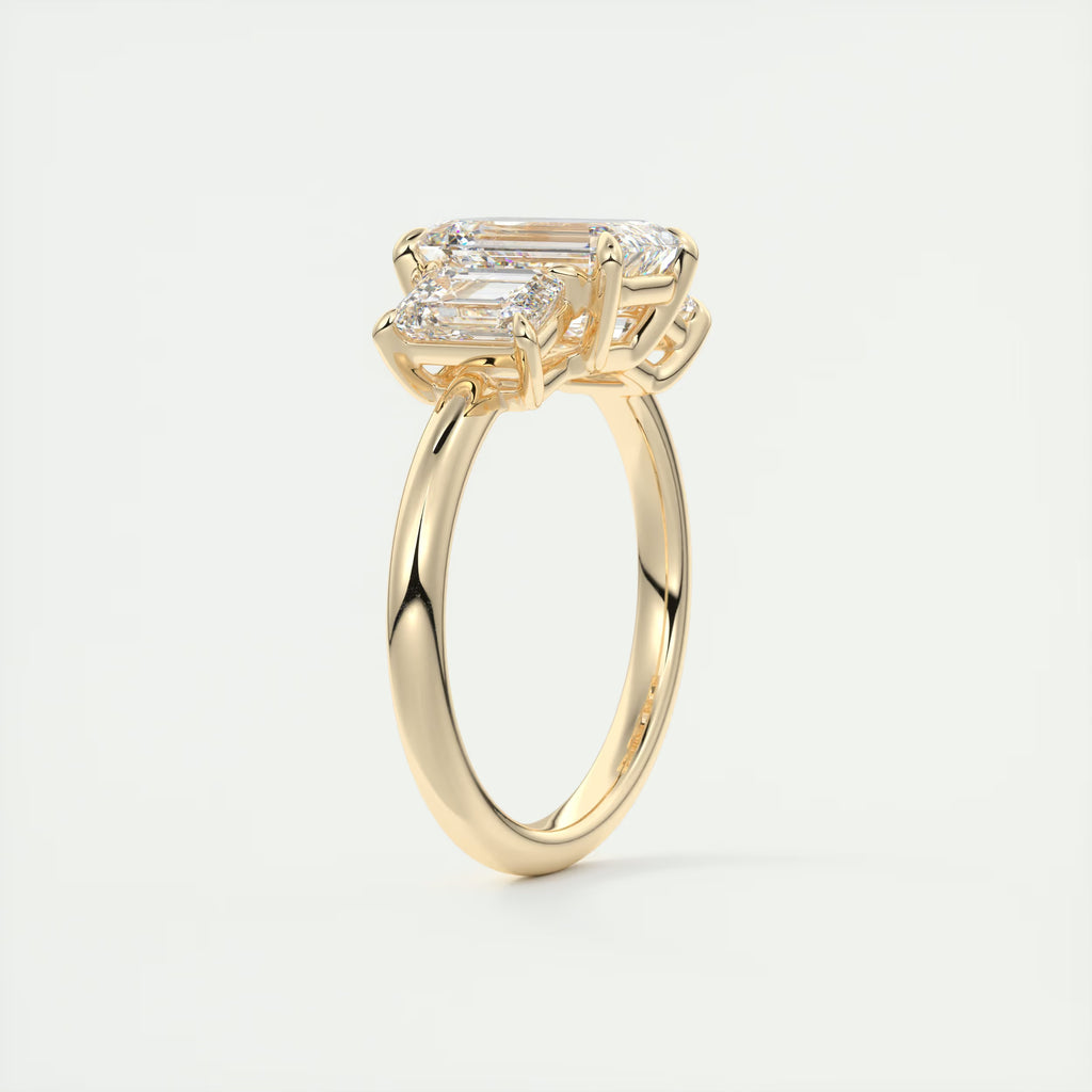 3.00 Ct Center Stone Emerald Three Stone Engagement Rings