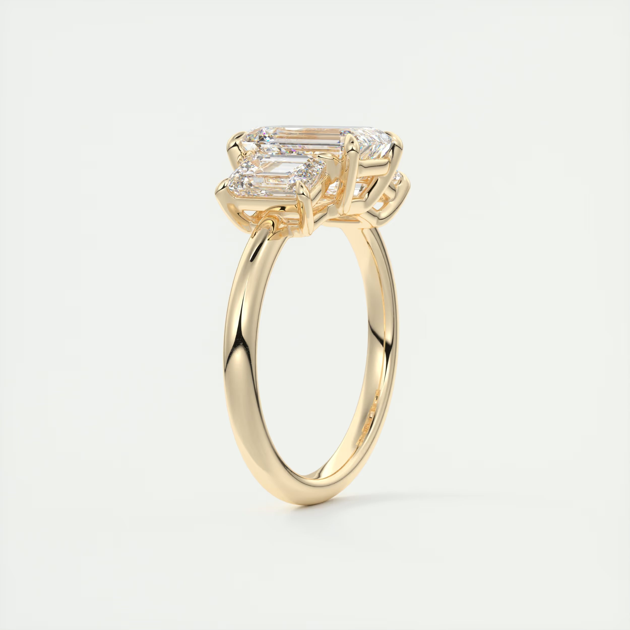 3.00 Ct Center Stone Emerald Three Stone Engagement Rings