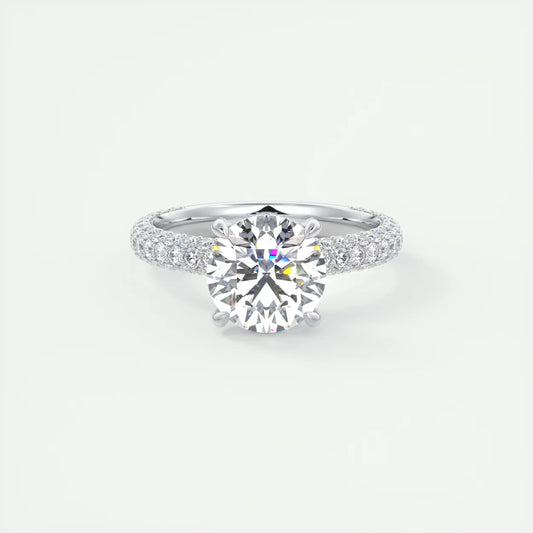 8-9 GM Round Solitaire Handmade Diamond Sets Engagement Ring