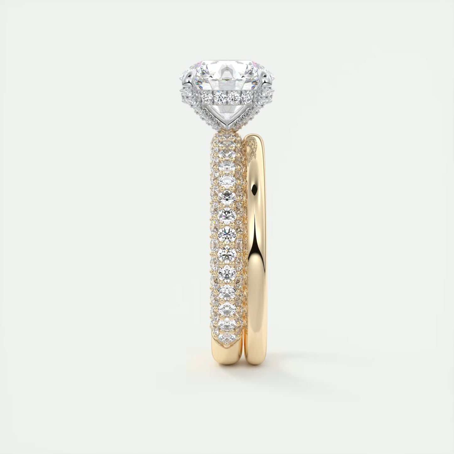 8-9 GM Round Solitaire Handmade Diamond Sets Engagement Ring
