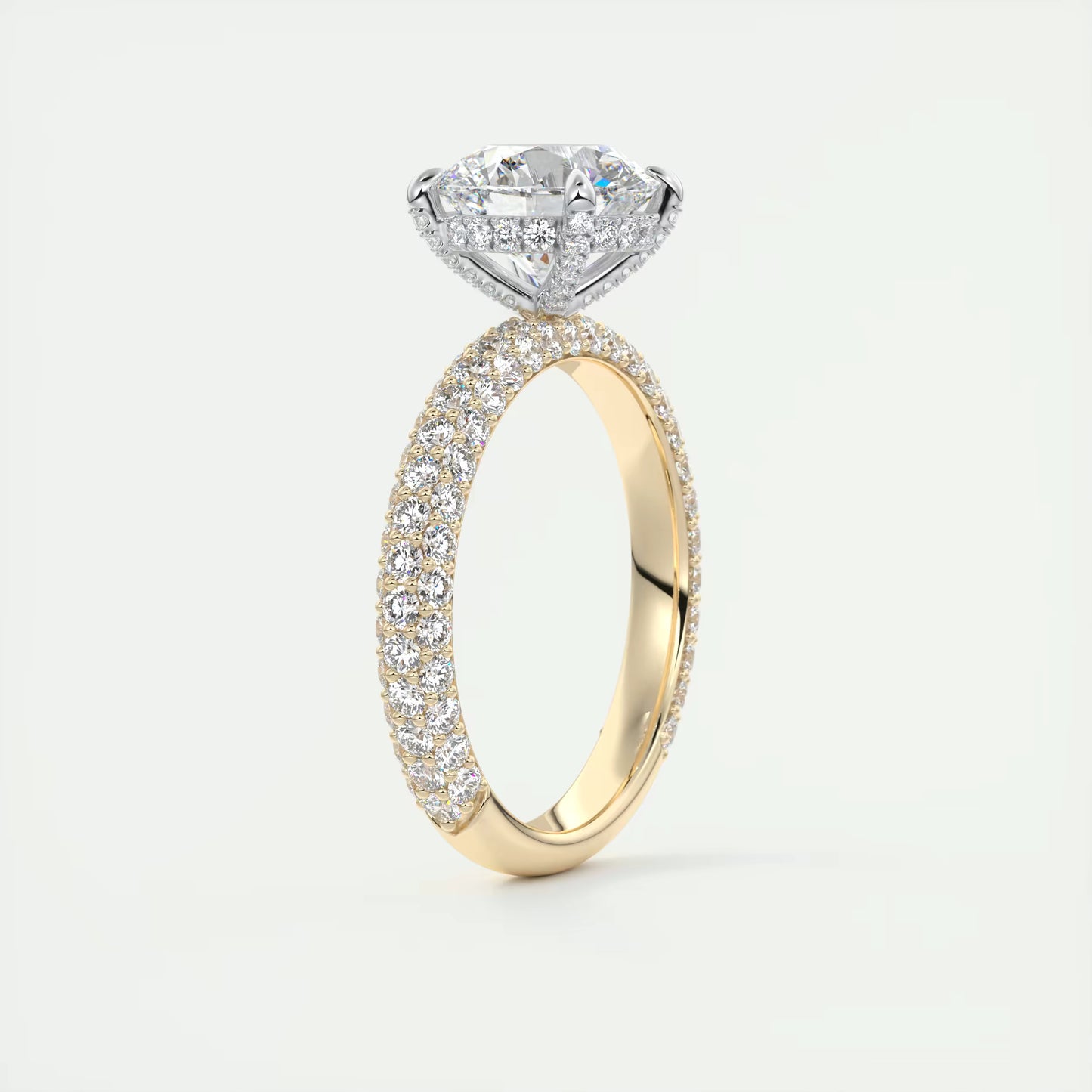 8-9 GM Round Solitaire Handmade Diamond Sets Engagement Ring
