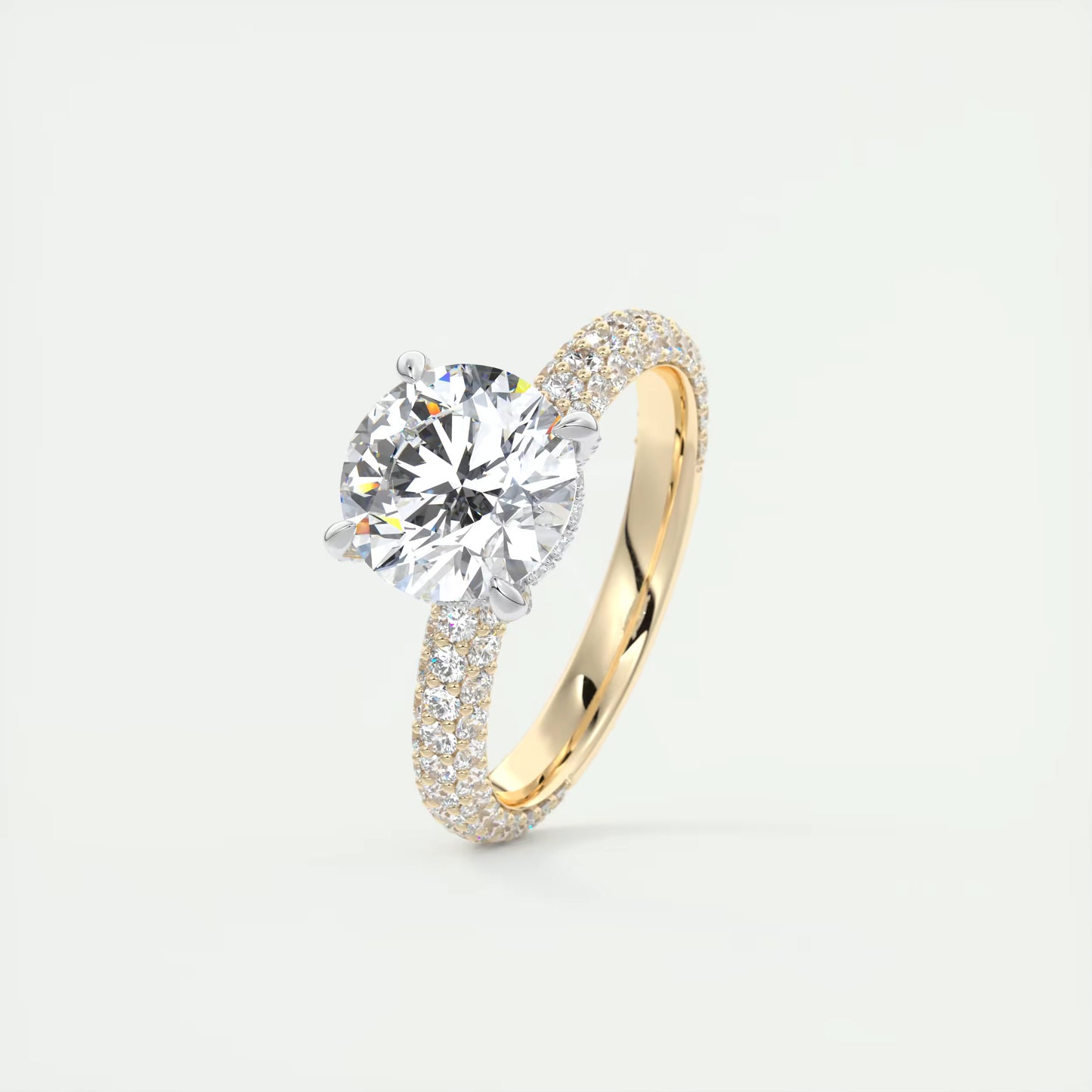 8-9 GM Round Solitaire Handmade Diamond Sets Engagement Ring