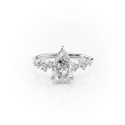 2.50 CT Pear Breathtaking Engagement Ring Hidden Halo
