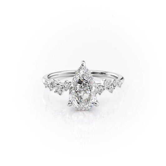 2.50 CT Pear Breathtaking Engagement Ring Hidden Halo