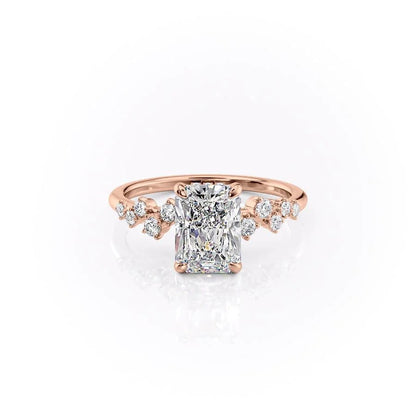 2.50 CT Radiant The Mia Engagement Ring Hidden Halo