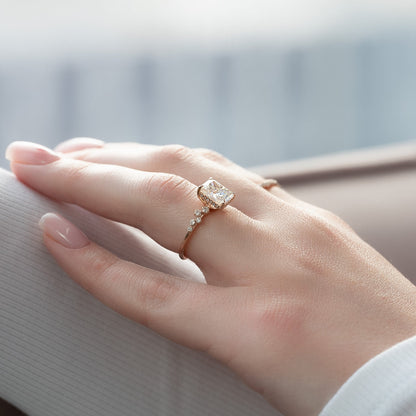 2.50 CT Radiant The Mia Engagement Ring Hidden Halo