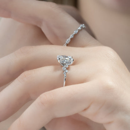 2.50 CT Radiant The Mia Engagement Ring Hidden Halo