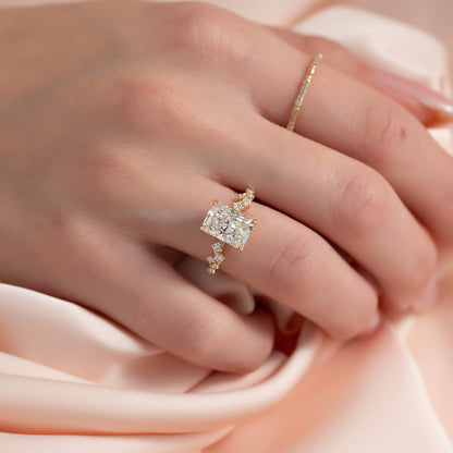 2.50 CT Radiant The Mia Engagement Ring Hidden Halo