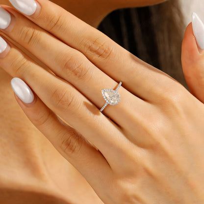 2.50 Ct Pear Cut Halo Women's Wedding Engagement Ring