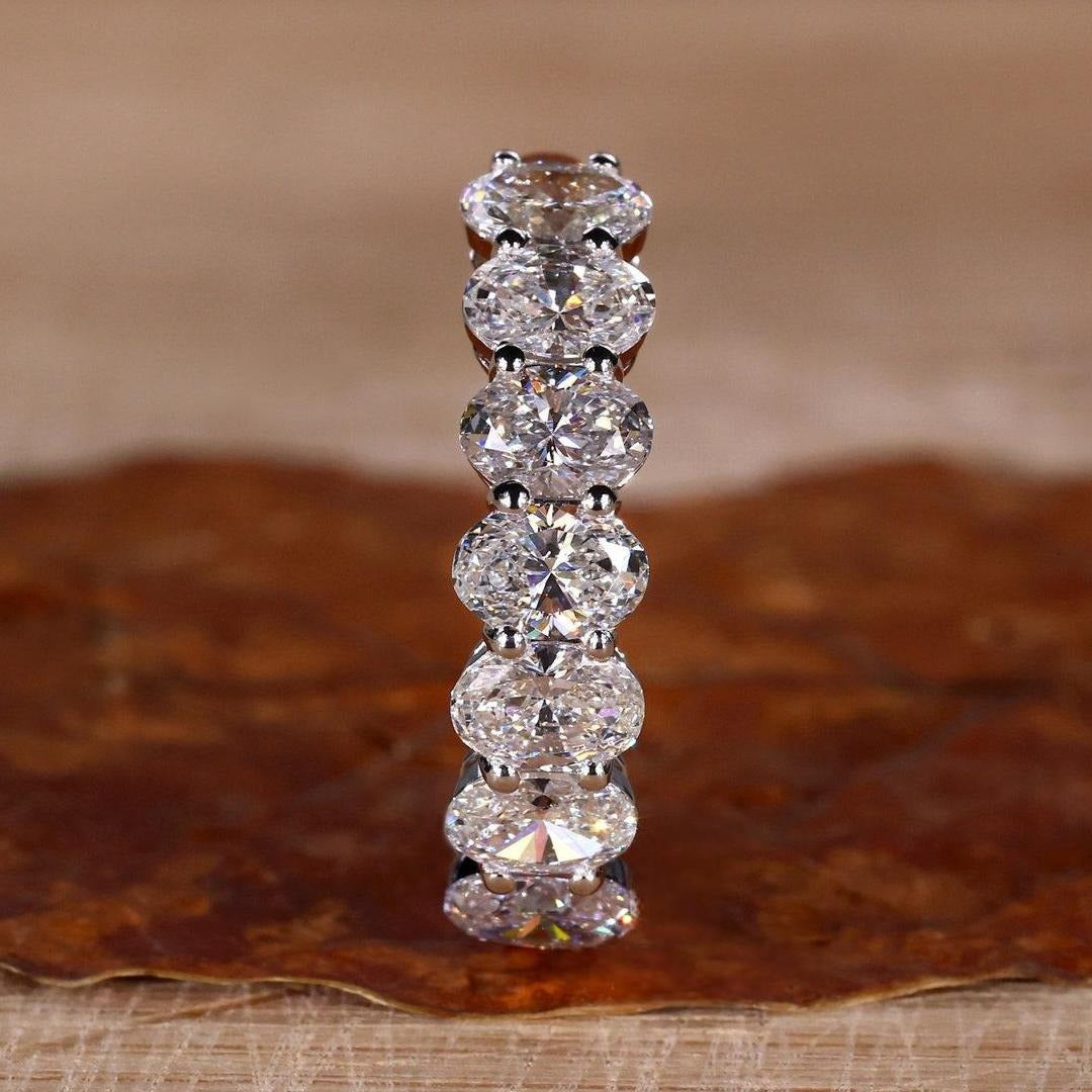 1.40 Ct Oval Cut Lab Grown Diamond Wedding Band With Seven Stone Oval Band