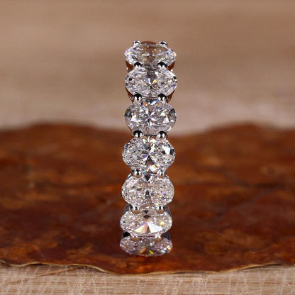 1.40 Ct Oval Cut Lab Grown Diamond Wedding Band With Seven Stone Oval Band