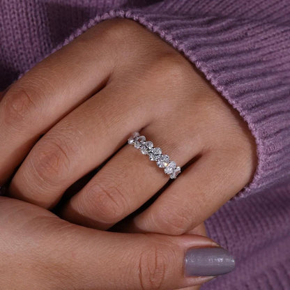 1.40 Ct Oval Cut Lab Grown Diamond Wedding Band With Seven Stone Oval Band