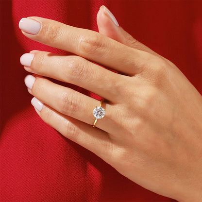 2.00 Ct Round Cut Diamond Engagement Ring | Cathedral Anniversary Ring In 14K Gold | Hidden Halo Wedding Ring For Women