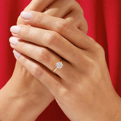 2.00 Ct Round Cut Diamond Engagement Ring | Cathedral Anniversary Ring In 14K Gold | Hidden Halo Wedding Ring For Women