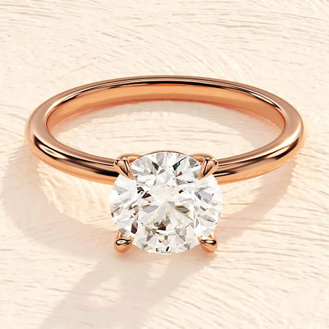2.00 Ct Round Cut Diamond Engagement Ring In 14K Gold