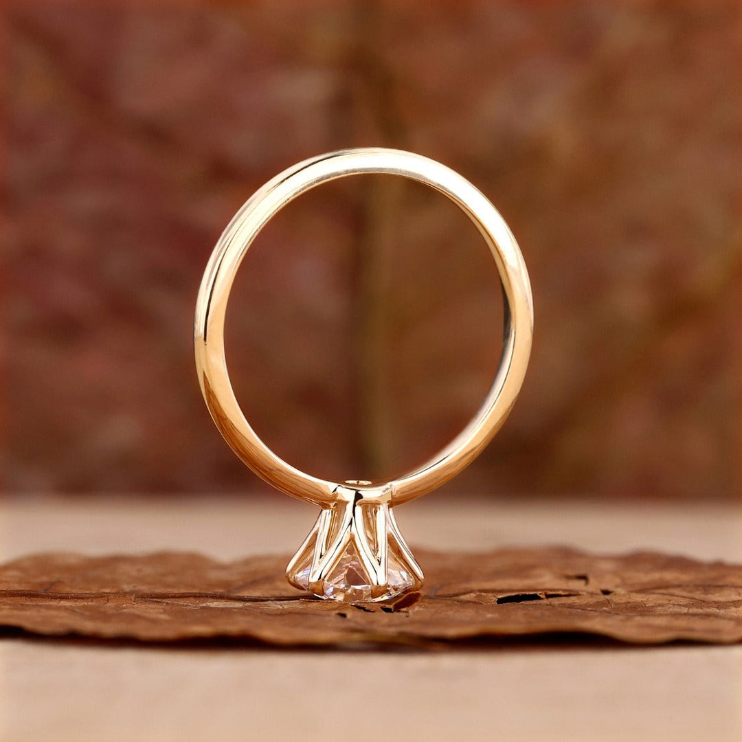 2.00 Ct Dainty Lab Grown Diamond Solitaire Ring: Yellow Gold Promise Ring