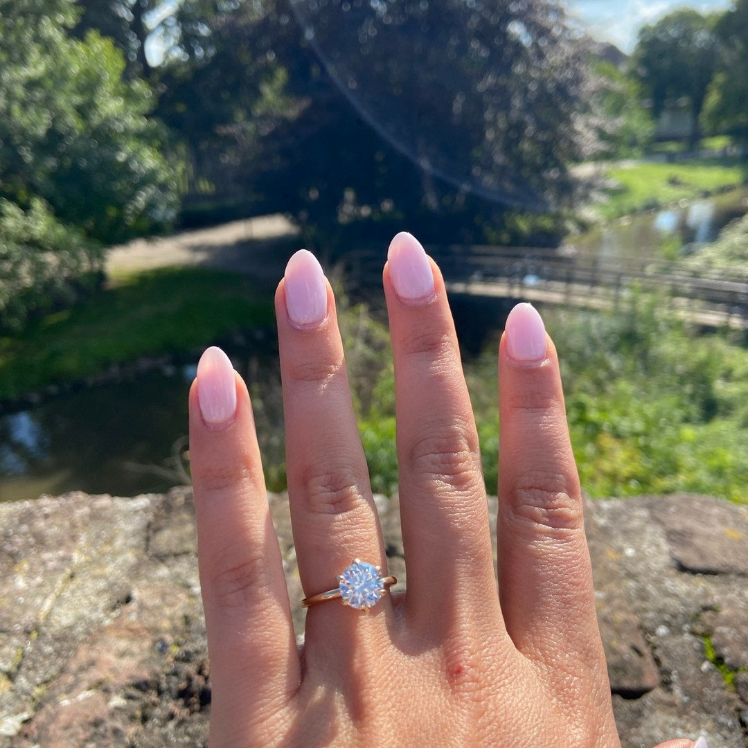 2.00 Ct Dainty Lab Grown Diamond Solitaire Ring: Rose Gold Promise Ring