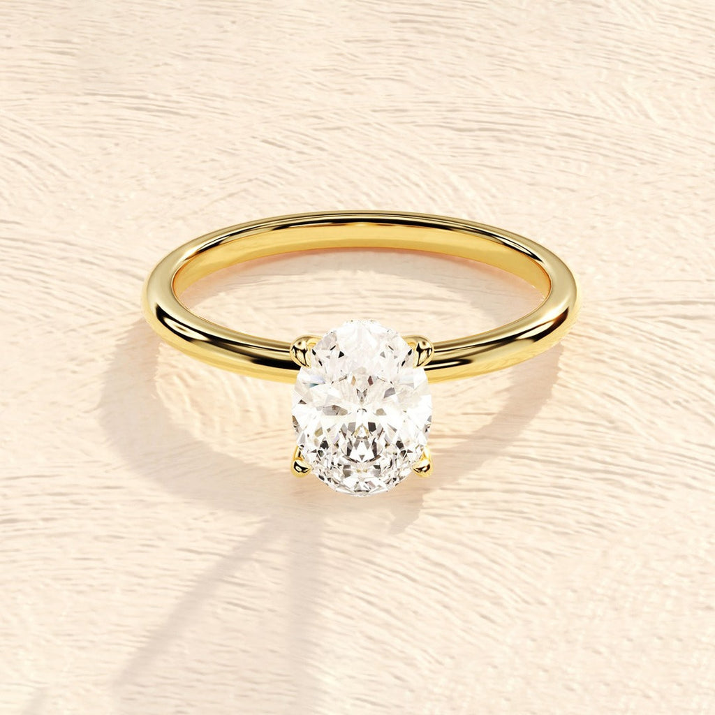 2.25 Ct Oval Cut Natural Diamond Hidden Halo Solitaire Engagement Ring