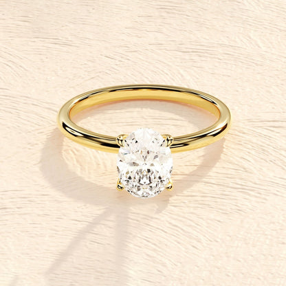 2.25 Ct Oval Cut Natural Diamond Hidden Halo Solitaire Engagement Ring