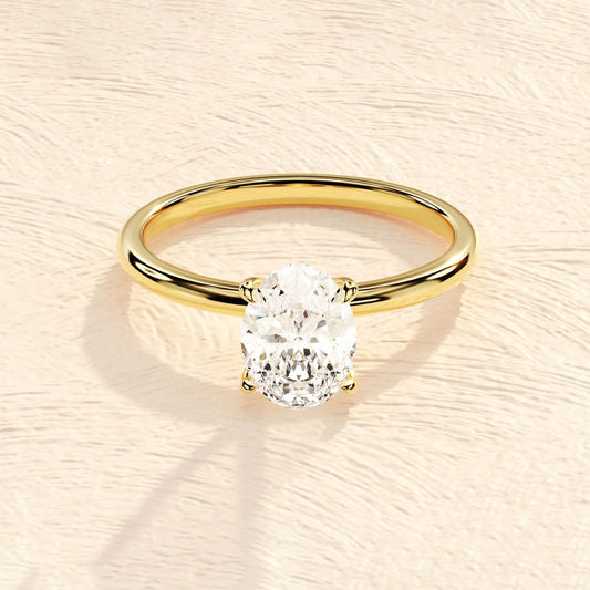 2.25 Ct Oval Cut Natural Diamond Hidden Halo Solitaire Engagement Ring