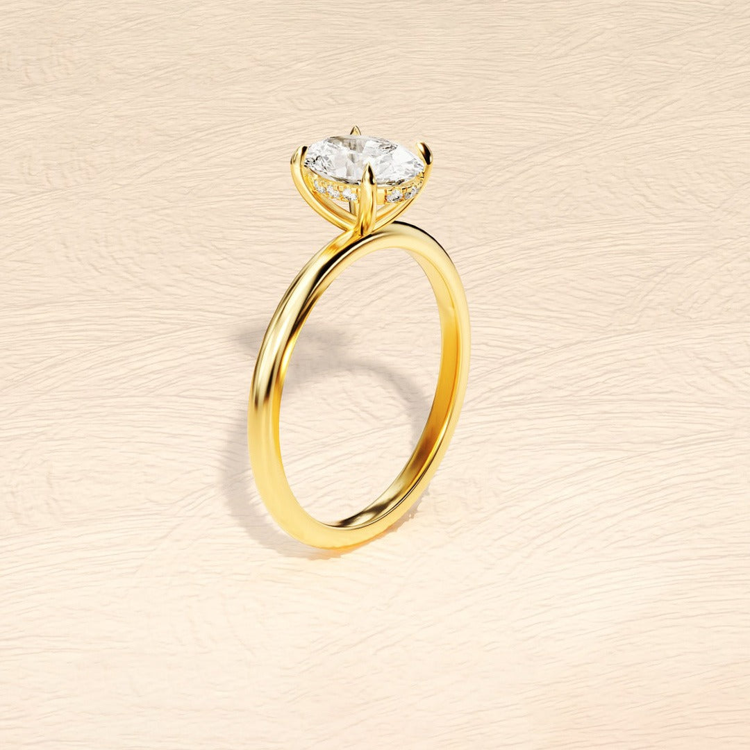 2.25 Ct Oval Cut Natural Diamond Hidden Halo Solitaire Engagement Ring