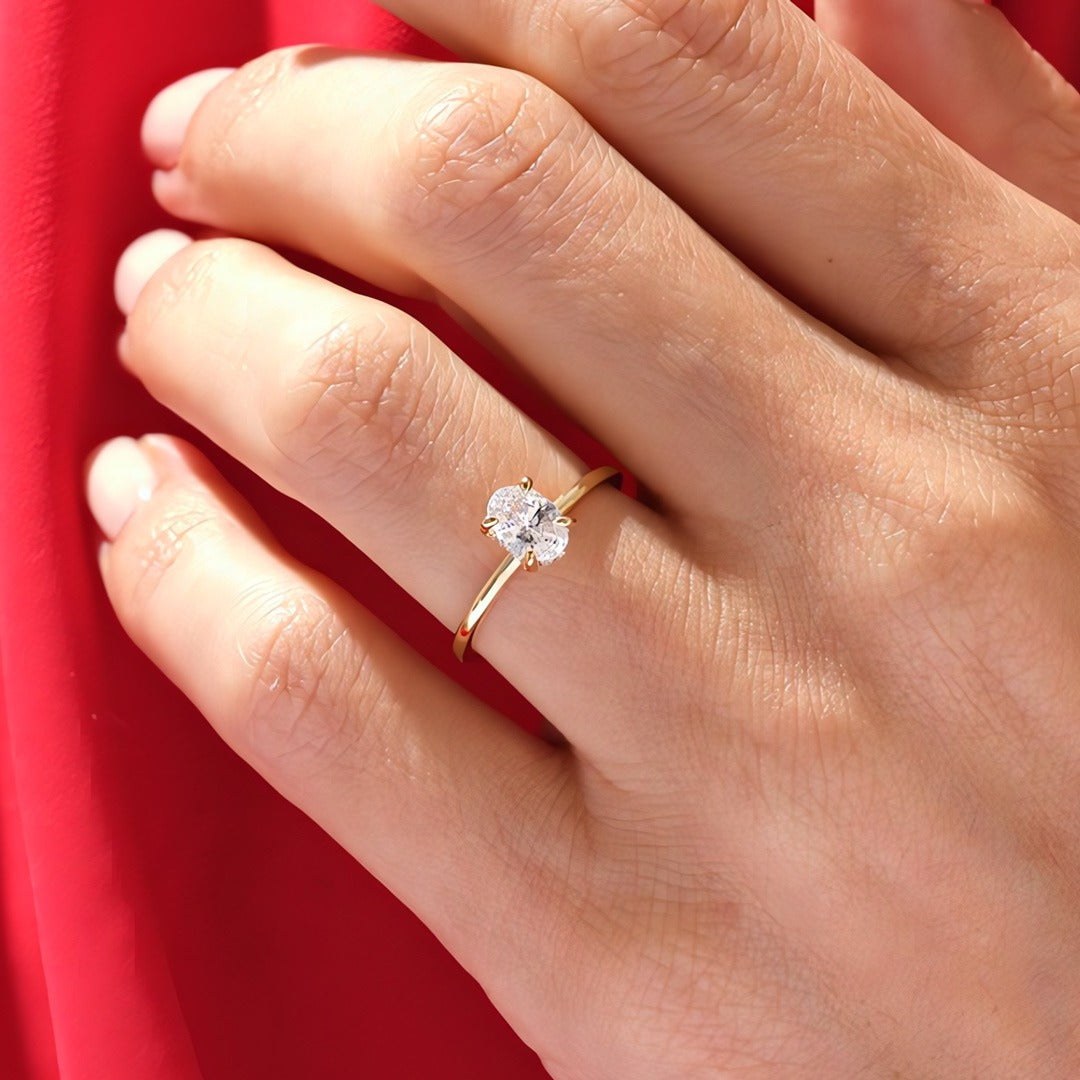 2.25 Ct Oval Cut Natural Diamond Hidden Halo Solitaire Engagement Ring