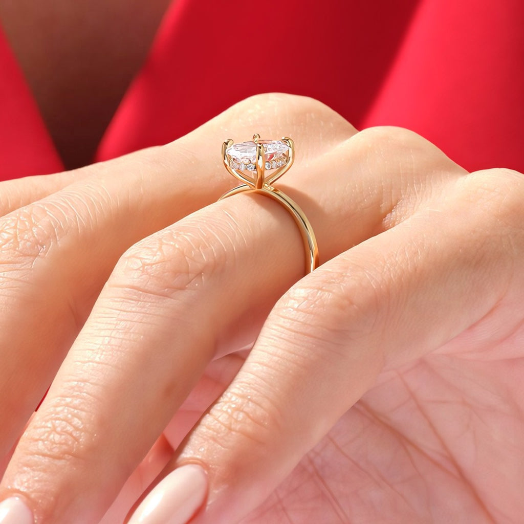 2.25 Ct Oval Cut Natural Diamond Hidden Halo Solitaire Engagement Ring