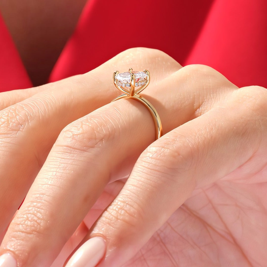 2.25 Ct Oval Cut Natural Diamond Hidden Halo Solitaire Engagement Ring