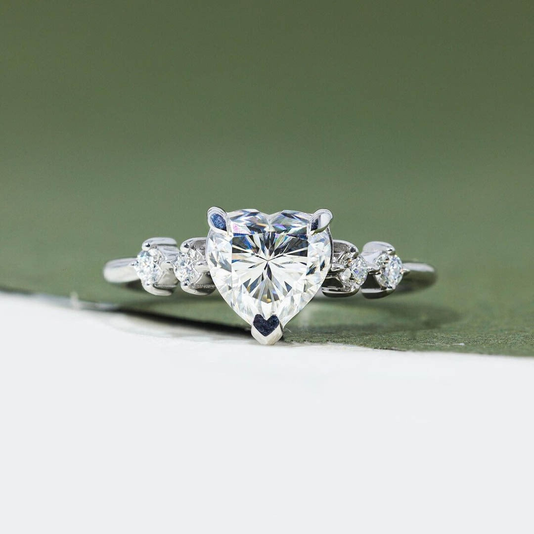 2.20 Ct Heart Cut Modern White Colorless Solitaire Ring