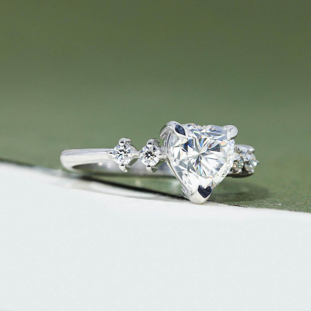 2.20 Ct Heart Cut Modern White Colorless Solitaire Ring