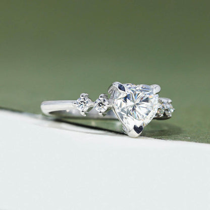 2.20 Ct Heart Cut Modern White Colorless Solitaire Ring