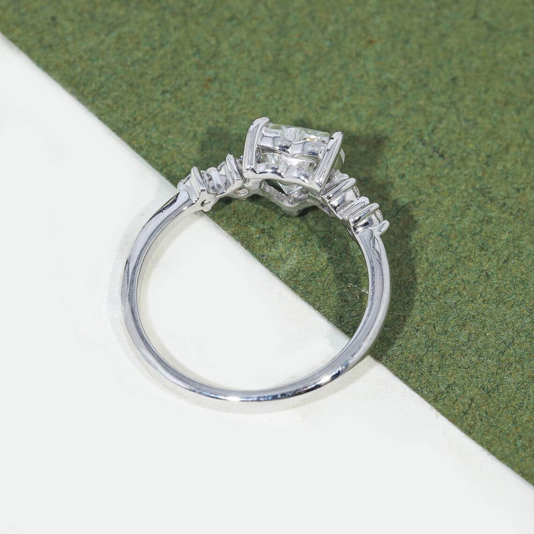 2.20 Ct Heart Cut Modern White Colorless Solitaire Ring