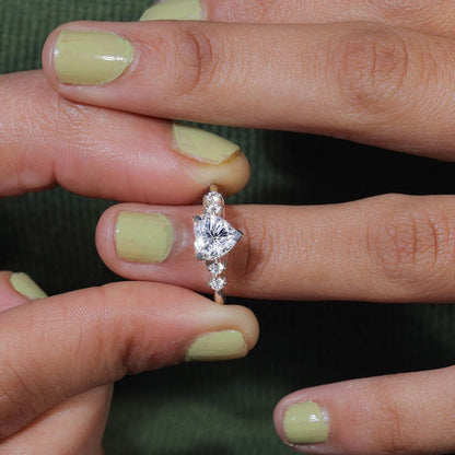 2.20 Ct Heart Cut Modern White Colorless Solitaire Ring