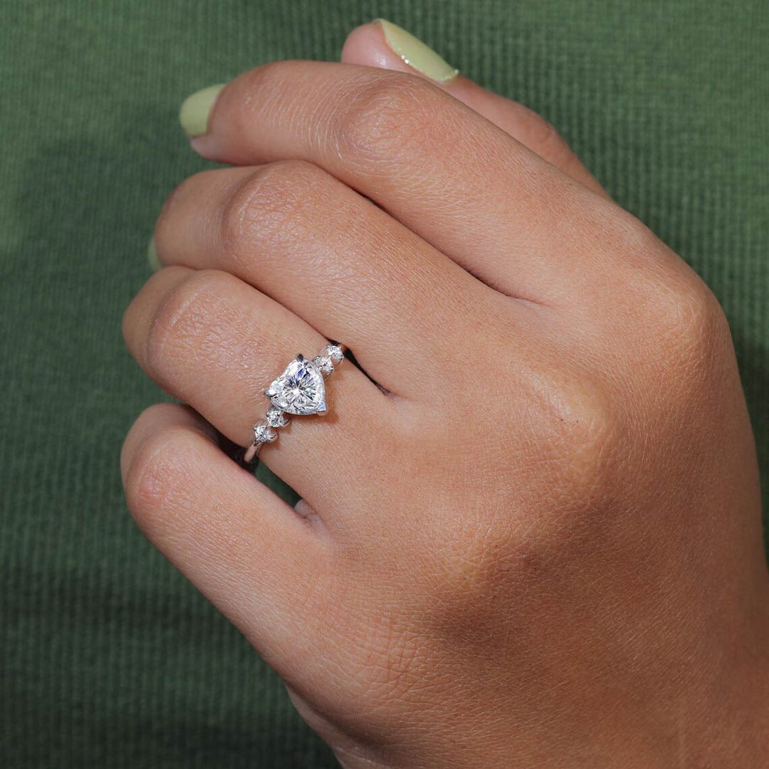 2.20 Ct Heart Cut Modern White Colorless Solitaire Ring