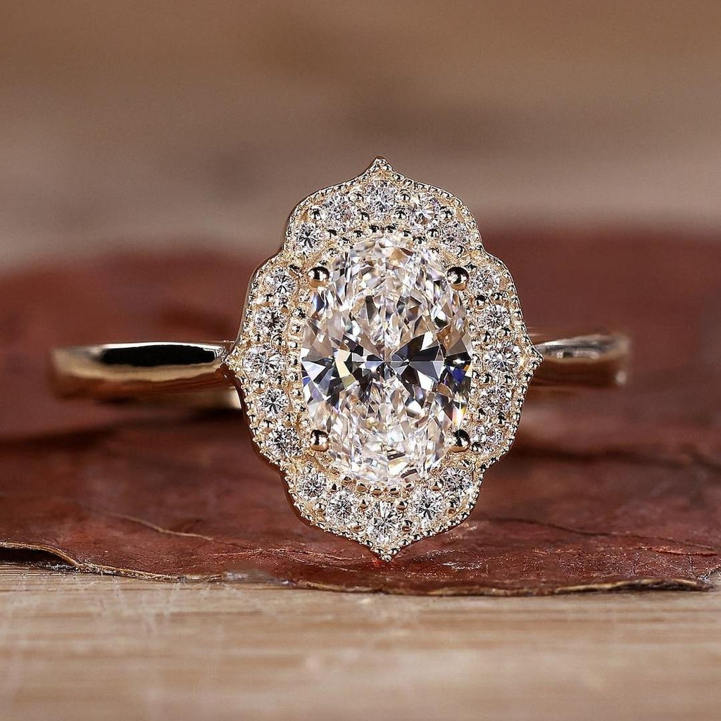 2.60 Ct Oval Lab Diamond  Halo Solitaire Engagement Ring