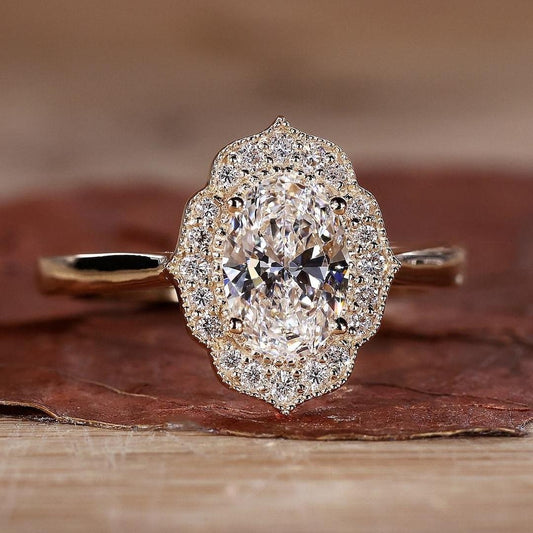 2.60 Ct Oval Lab Diamond  Halo Solitaire Engagement Ring