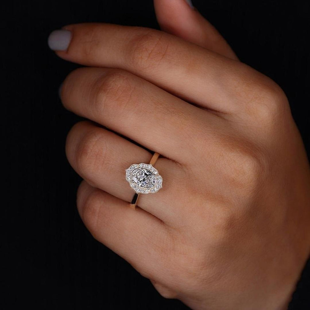 2.60 Ct Oval Lab Diamond  Halo Solitaire Engagement Ring