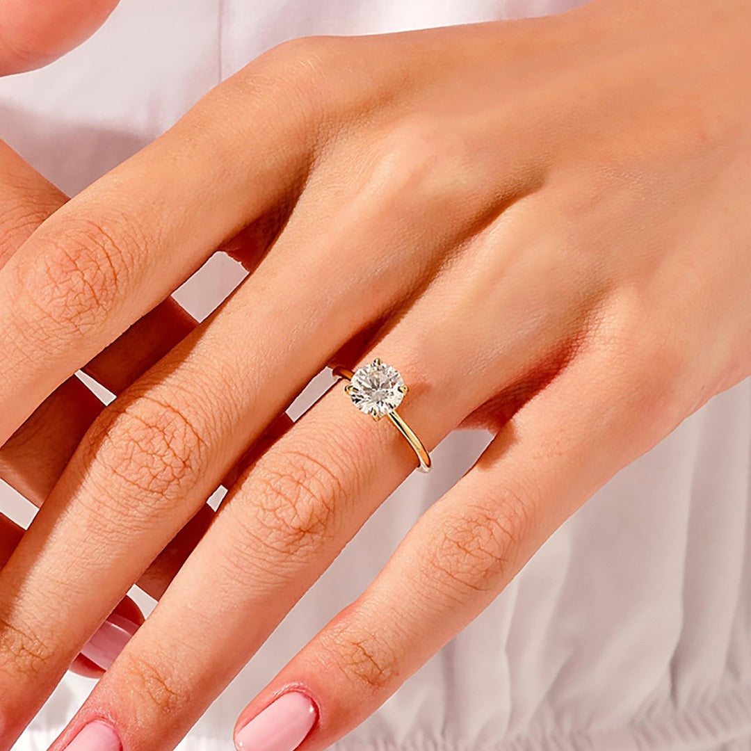 2.00 Ct Round Cut Natural Diamond Solitaire Diamond Engagement Ring