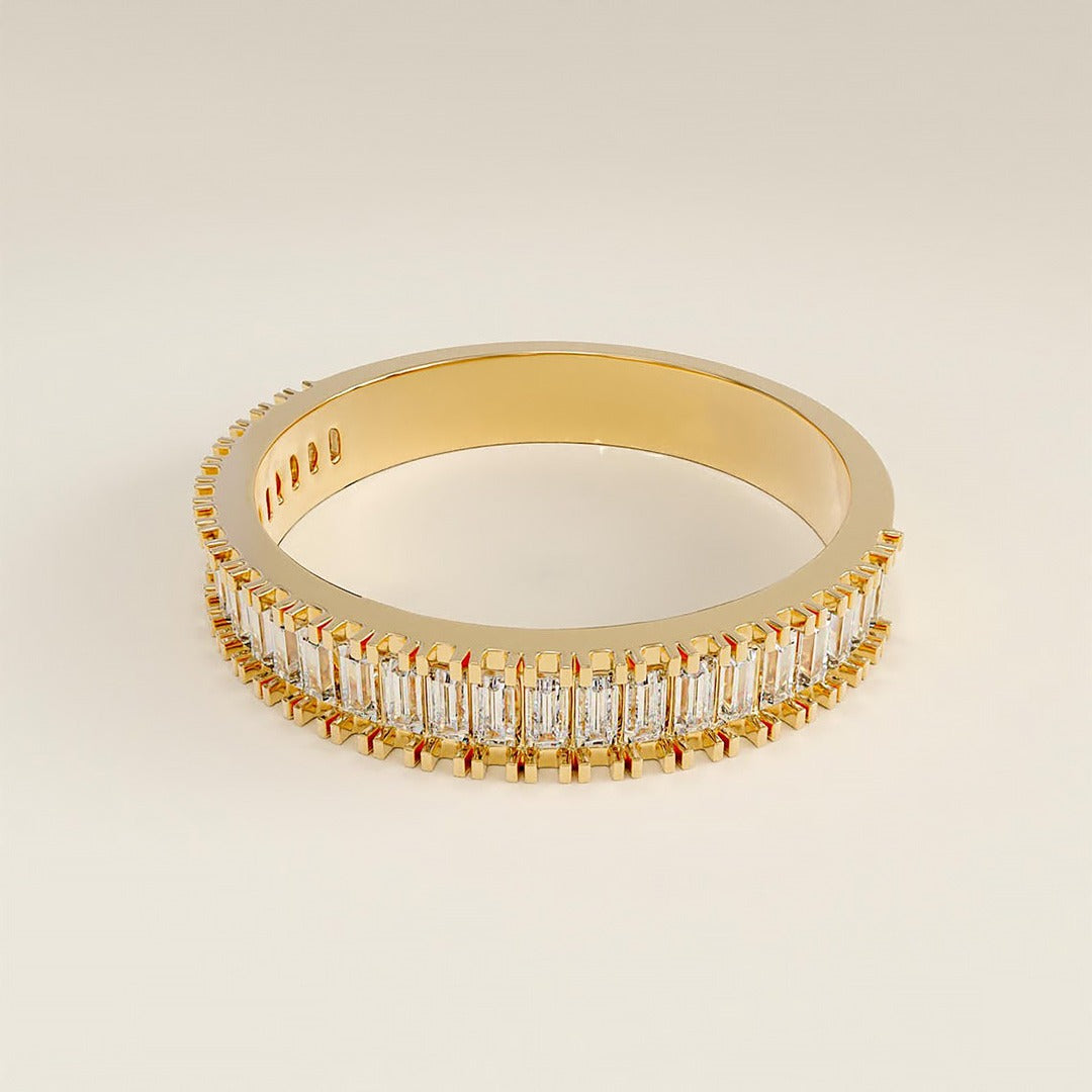 3.36 Ct Gold Wedding Band With Half Eternity Stacking Diamond Ring